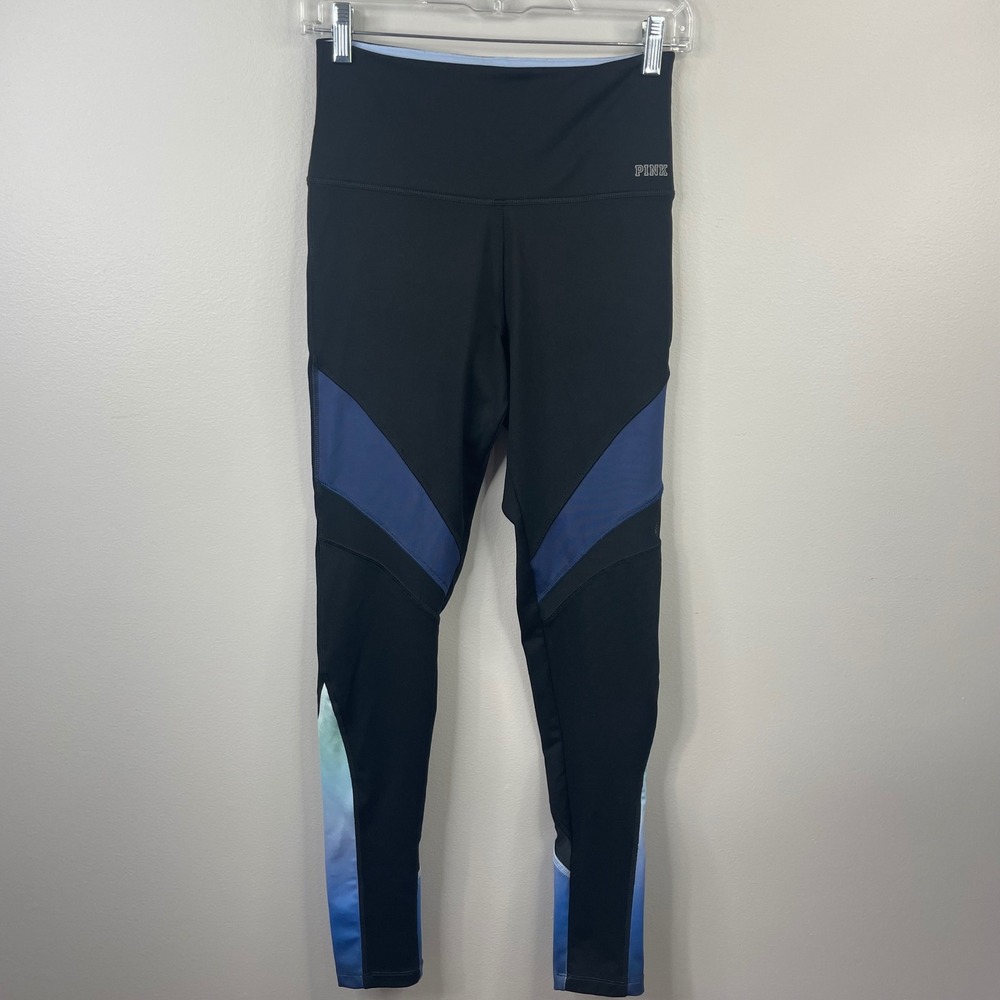 Victorias Secret PINK Ultimate Leggings Black Blue‎ Ombre Colorblock Small 08/16
